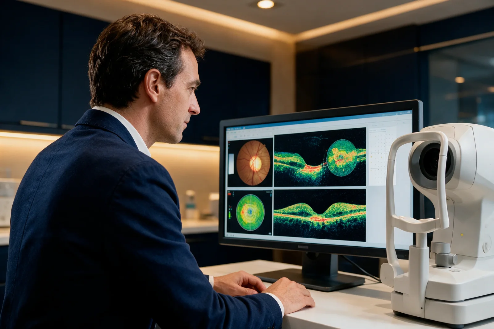 Rappresentazione illustrativa di una valutazione OCT della retina