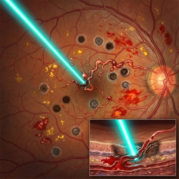 Fotocoagulazione retinica con Argon Laser — diabete, rotture retiniche