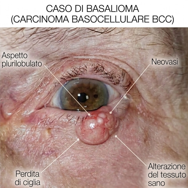 Nodulo palpebrale — basalioma BCC, asportazione chirurgica