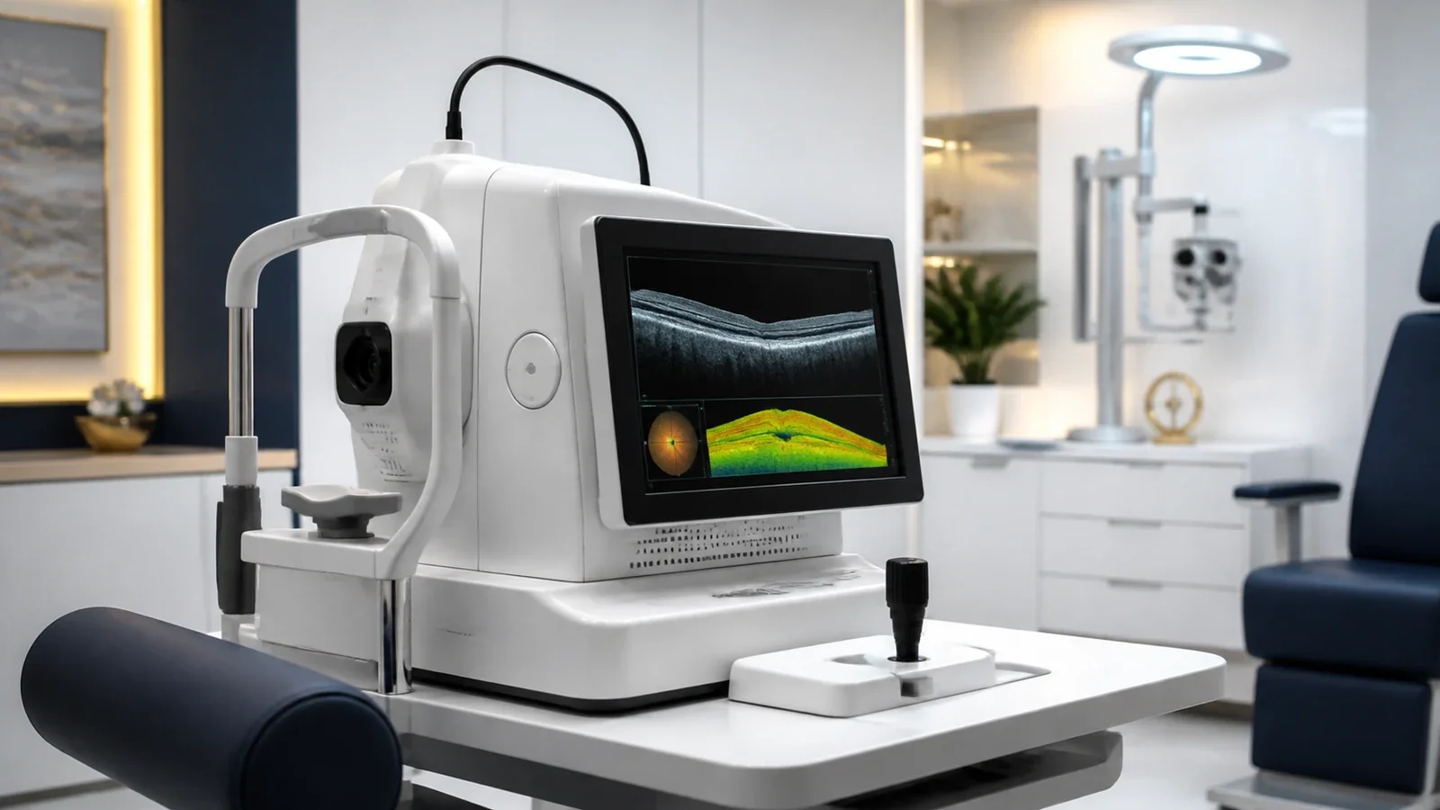 Esame OCT della retina e del nervo ottico in ambulatorio oculistico