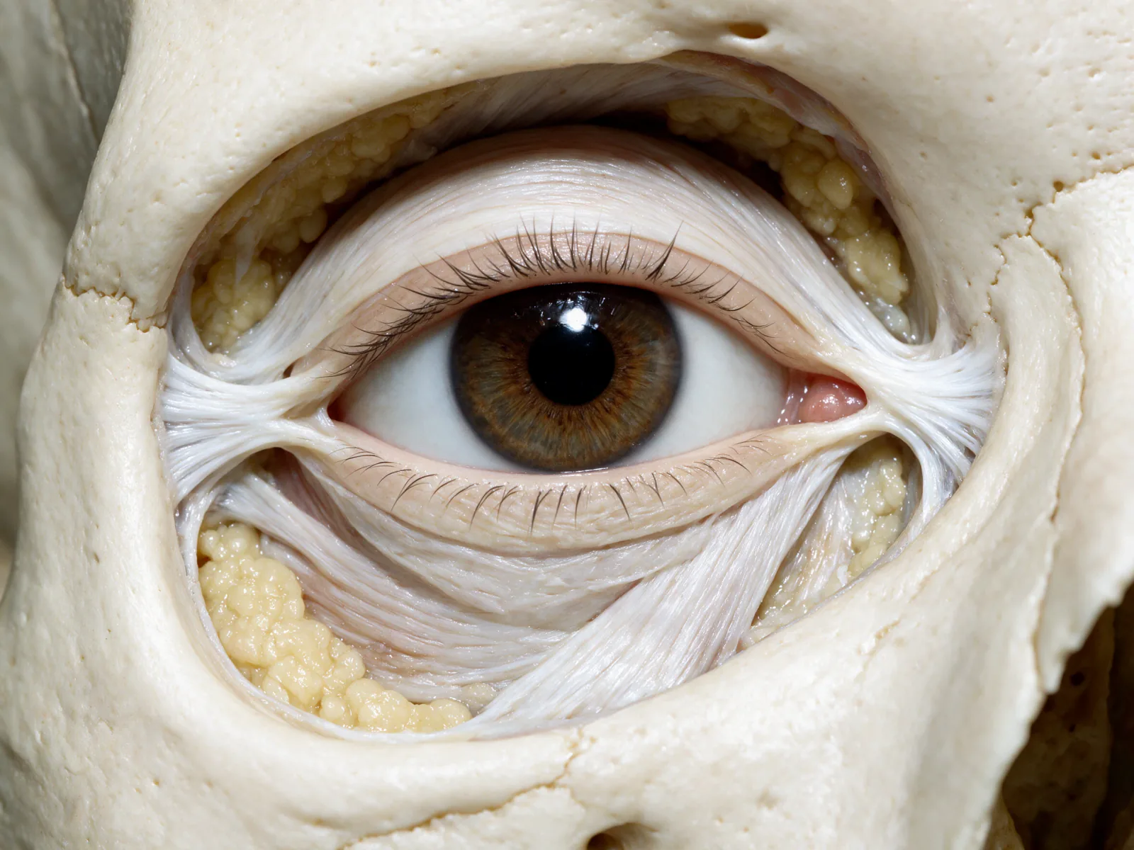 Illustrazione anatomica del tarso palpebrale e dei sistemi di sospensione mediale e laterale