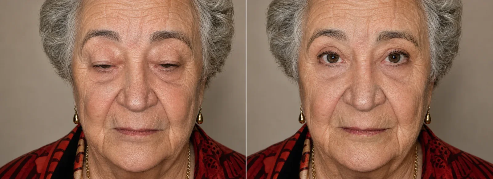 Simulazione didattica assistita da intelligenza artificiale della differenza tra margine palpebrale abbassato e margine in posizione