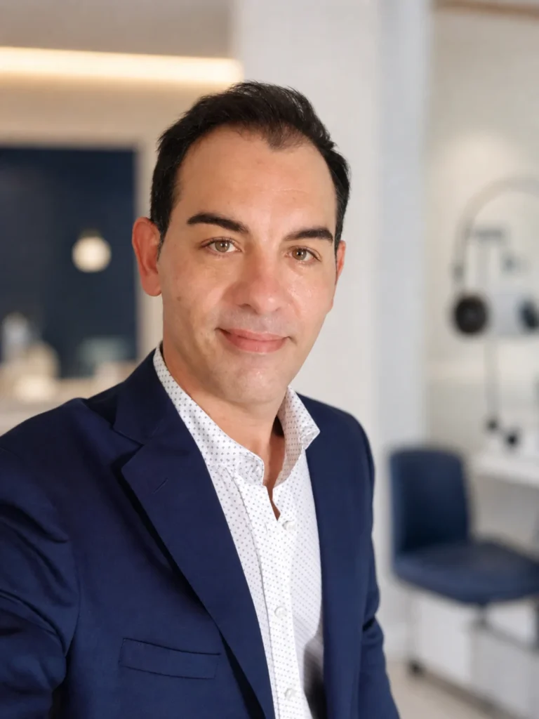 Ritratto professionale del Dott. Silvestro Caputo in uno studio oculistico